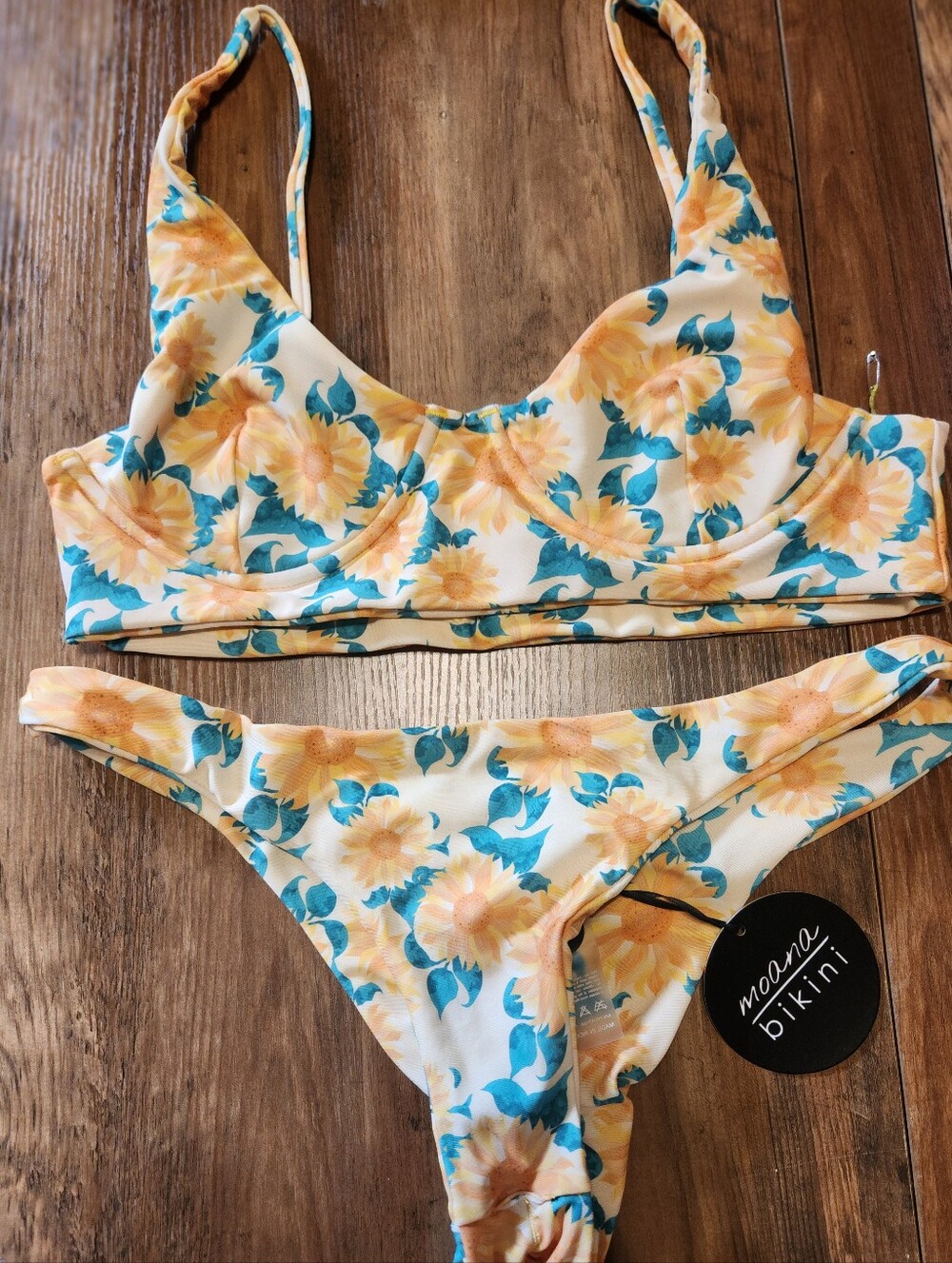 moana bikini Yellow Floral Underwire Two-Piece Swim Set
